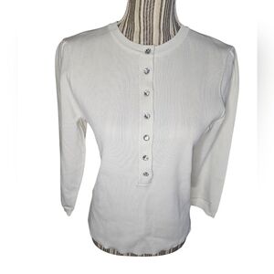 Portrait White Button-Up Women's 3/4 sleeves Size XL